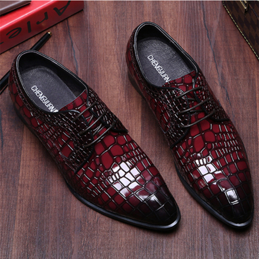 Fashionoyo | mens pure leather business leather shoes men wine red ...